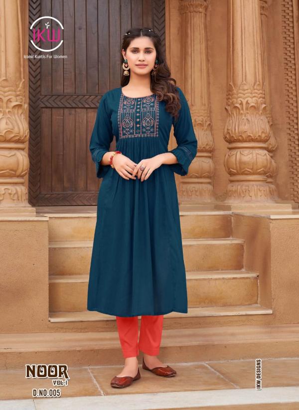 Ikw Noor Vol 1 Rayon Viscose Designer Kurti Collection